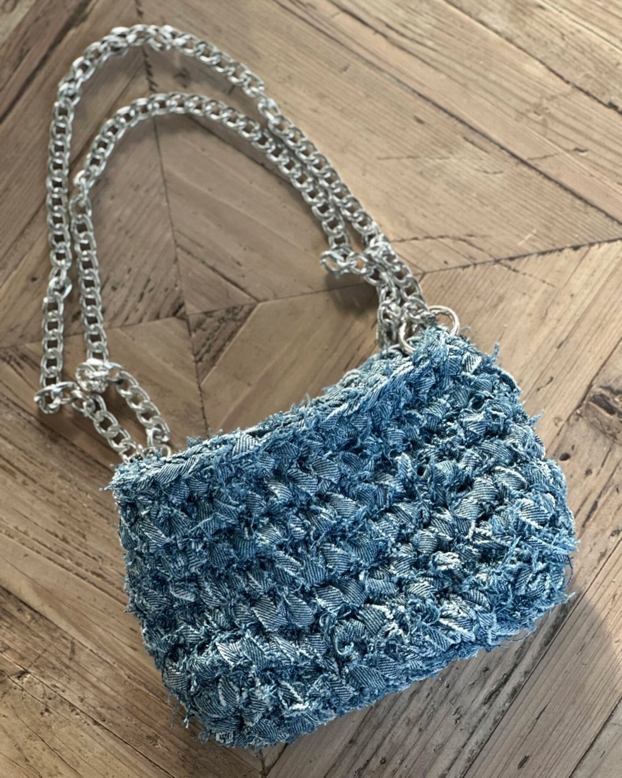 Denim chain crochet bag